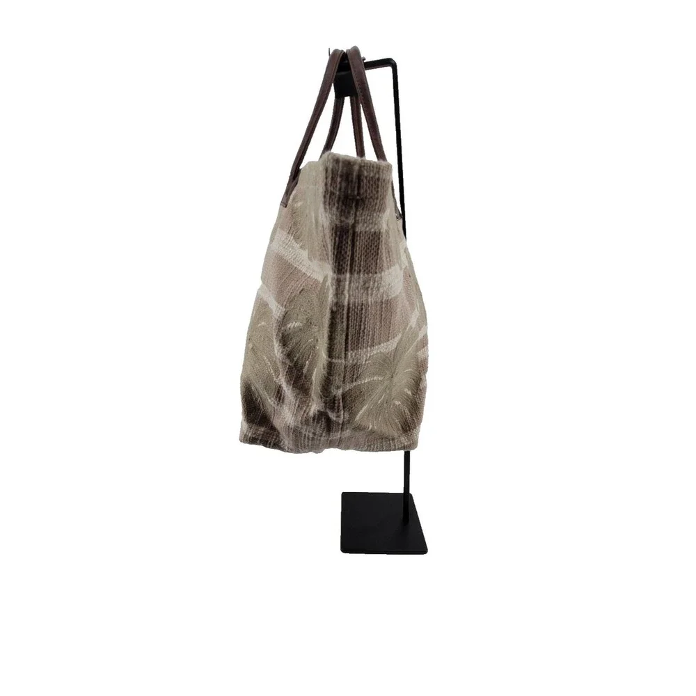 J. Jill Fabric with Embroidered Palms Tote Bag Sandstone Multi NWOT